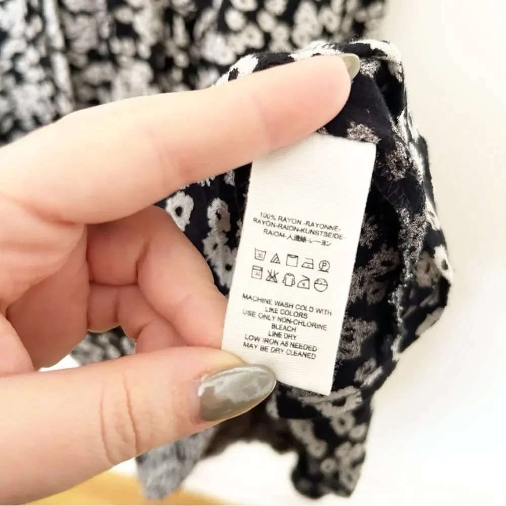 FREE PEOPLE Like You Best Black White Long Sleeve Mini Dress w/ Pockets Size XS